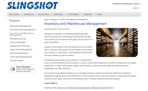 Slingshot 国外仓储管理系统，Slingshot WMS仓库管理软件